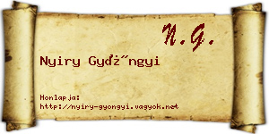 Nyiry Gyöngyi névjegykártya