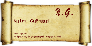Nyiry Gyöngyi névjegykártya